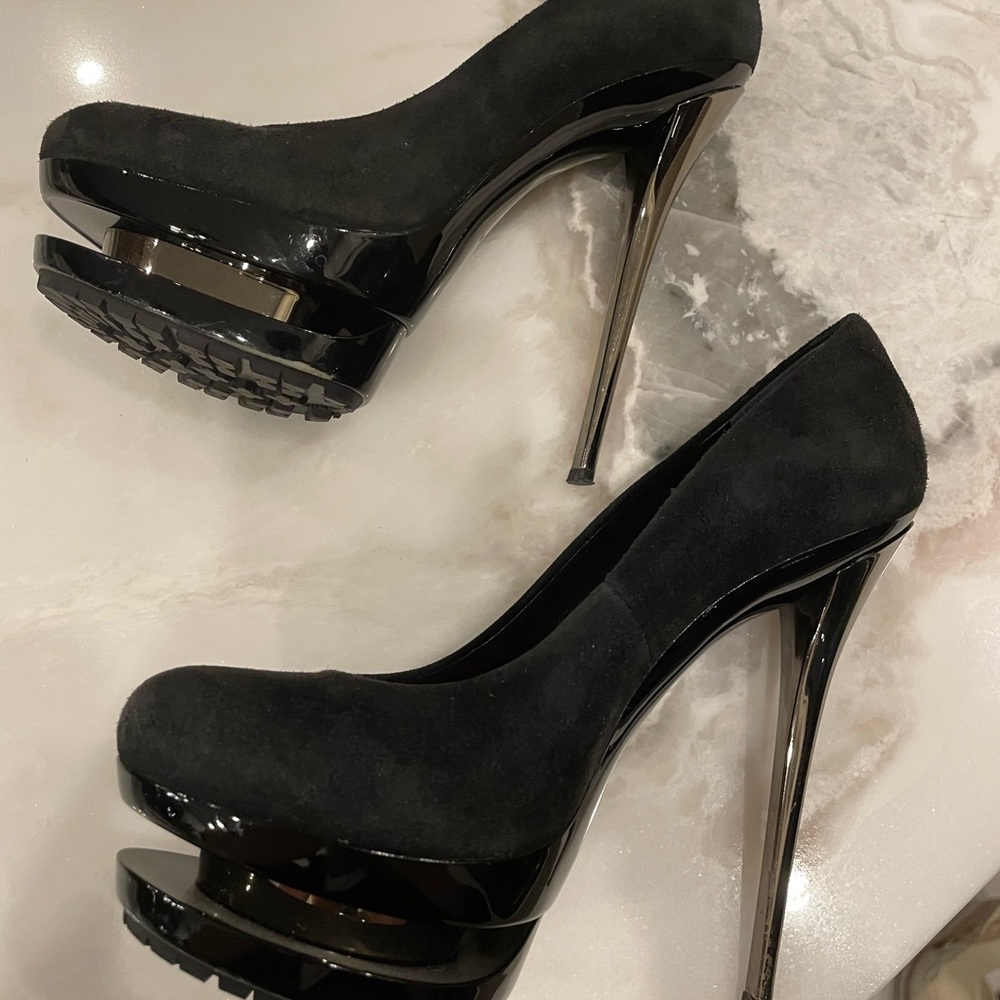 Gianmarco Lorenzi Black Stiletto Platform Heels